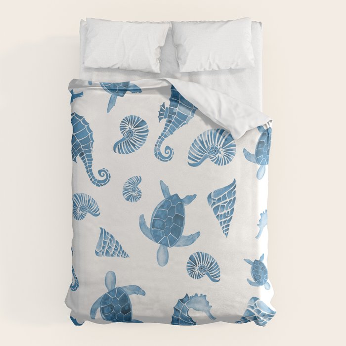 Sea Creatures | Light Blue Ocean Animals Duvet Cover Gallery Image 1