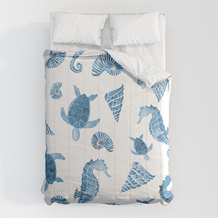 Sea Creatures | Light Blue Ocean Animals Comforter Gallery Image 1