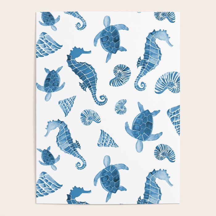 Sea Creatures | Light Blue Ocean Animals Poster Gallery Image 1
