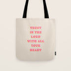 Trust In The Lord With All Your Heart Proverbs 3:5-6 Bible Verse Scripture Wall Art Christian Quote Tote Bag Gallery Image 1
