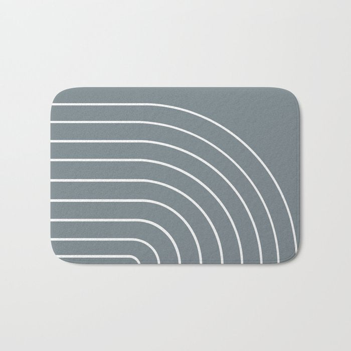 Minimal Arch XLVII Neutral Grey Blue Modern Geometric Lines Bath Mat Gallery Image 1