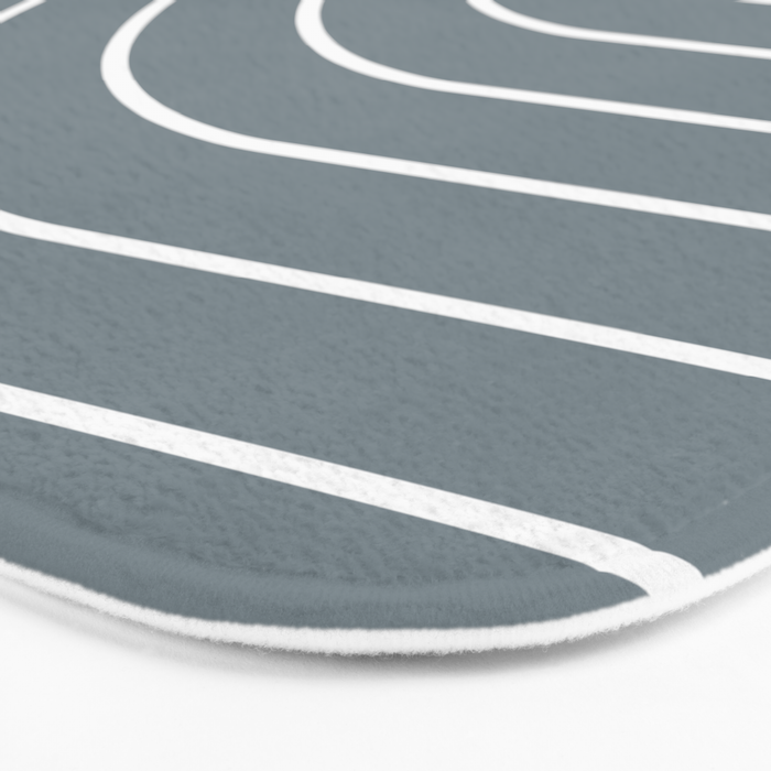 Minimal Arch XLVII Neutral Grey Blue Modern Geometric Lines Bath Mat Gallery Image 3