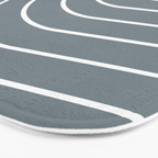 Minimal Arch XLVII Neutral Grey Blue Modern Geometric Lines Bath Mat Gallery Image 3