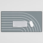 Minimal Arch XLVII Neutral Grey Blue Modern Geometric Lines Desk Mat Gallery Image 1