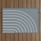 Minimal Arch XLVII Neutral Grey Blue Modern Geometric Lines Outdoor Rug Gallery Image 1