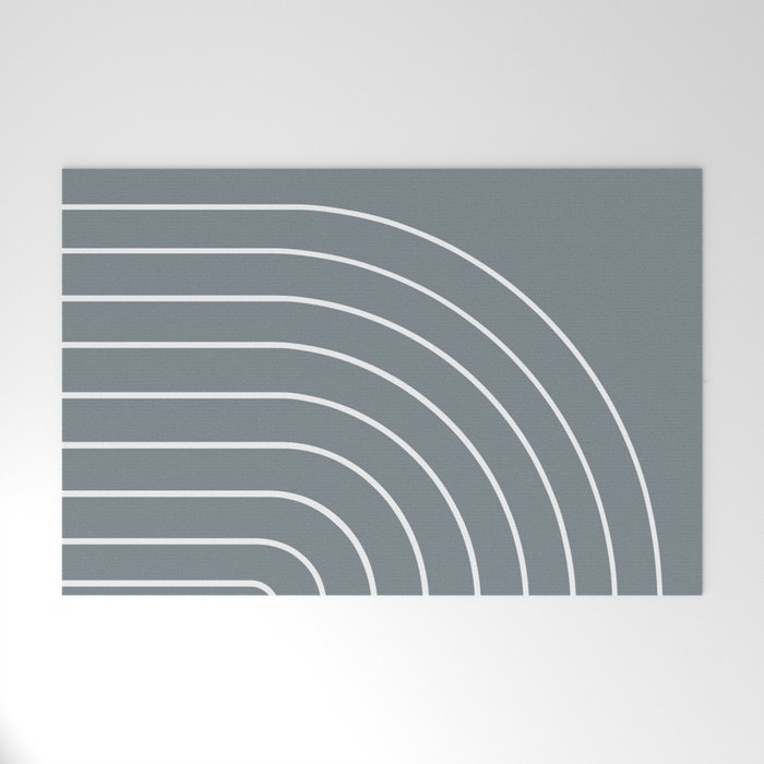 Minimal Arch XLVII Neutral Grey Blue Modern Geometric Lines Welcome Mat Gallery Image 1