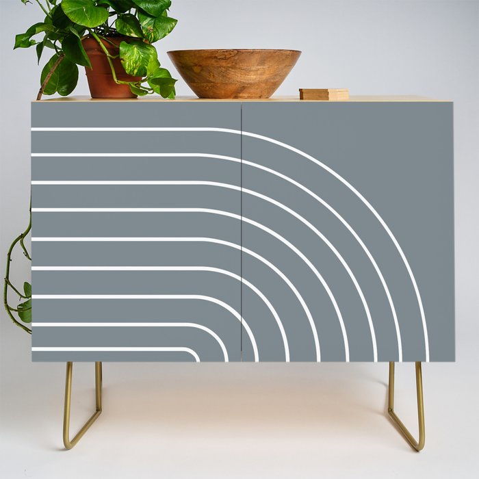 Minimal Arch XLVII Neutral Grey Blue Modern Geometric Lines Credenza Gallery Image 1