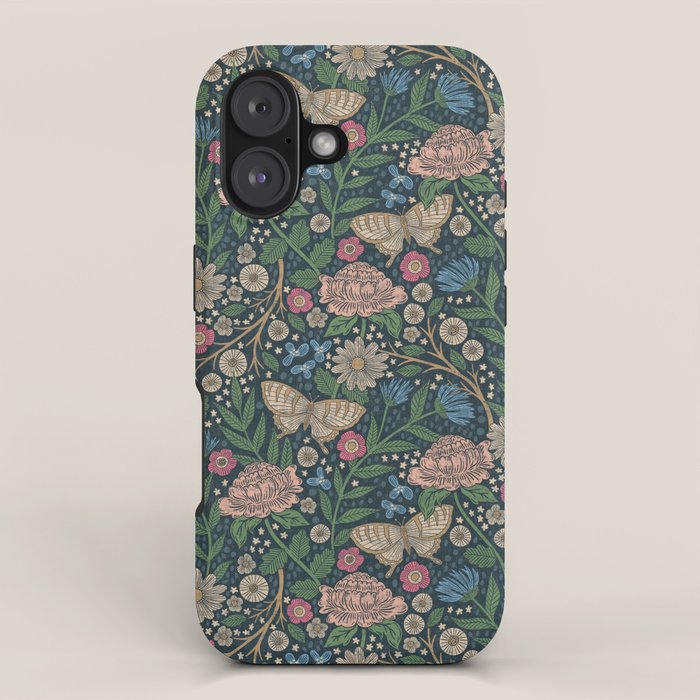 Heritage Wildflower Garden on Dark Blue iPhone Case Gallery Image 1