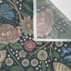 Heritage Wildflower Garden on Dark Blue Wall Tapestry Gallery Image 3