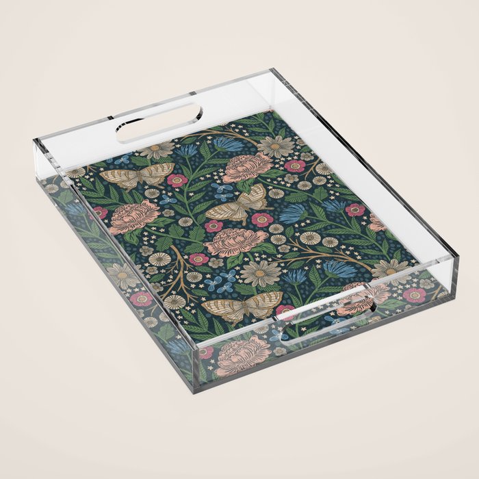 Heritage Wildflower Garden on Dark Blue Acrylic Tray Gallery Image 1