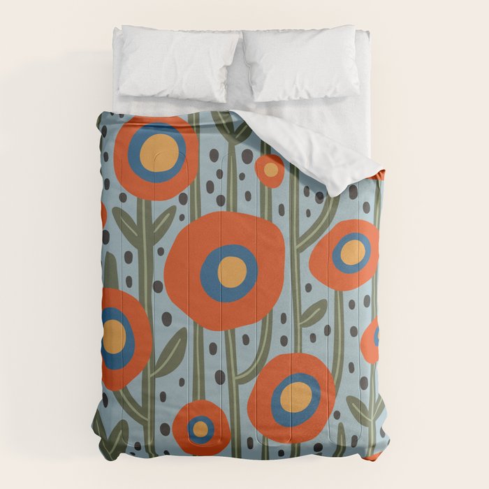 Flower Market Amsterdam, Modern Retro Flower Print Comforter Gallery Image 6