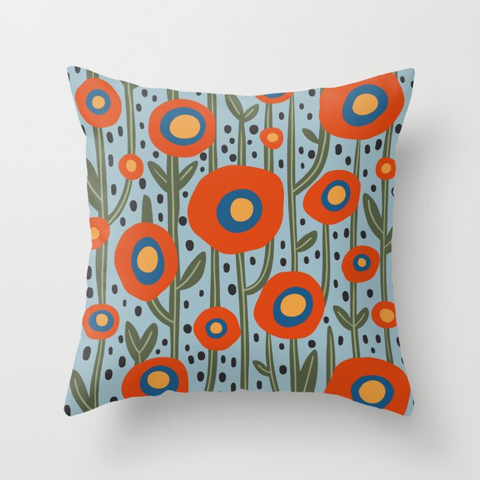 Flower Market Amsterdam, Modern Retro Flower Print Throw Pillow Gallery Image 6