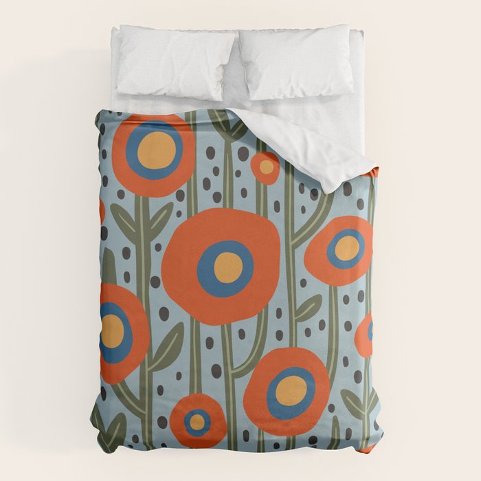 Flower Market Amsterdam, Modern Retro Flower Print Duvet Cover Gallery Image 6