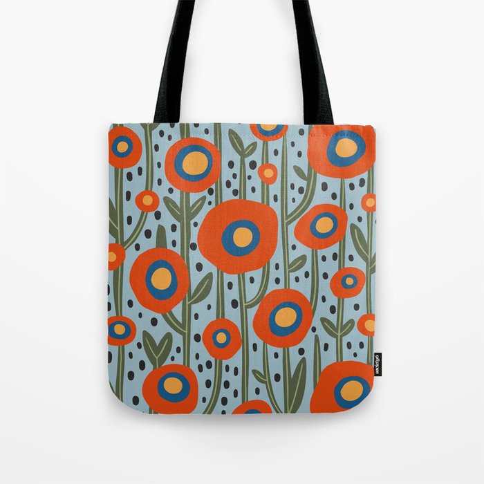 Flower Market Amsterdam, Modern Retro Flower Print Tote Bag Gallery Image 1