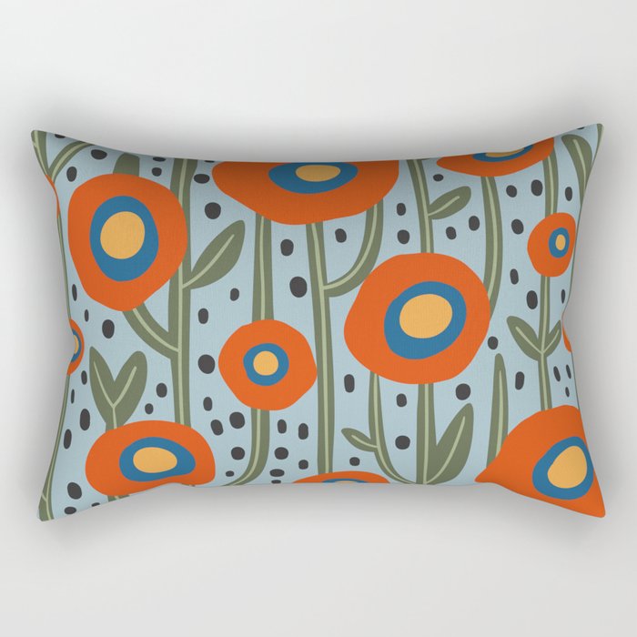 Flower Market Amsterdam, Modern Retro Flower Print Rectangular Pillow Gallery Image 2