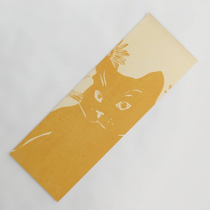 Minimalist Yellow Cat Yoga Mat Gallery Image 1