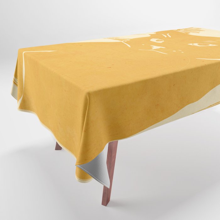 Minimalist Yellow Cat Tablecloth Gallery Image 1