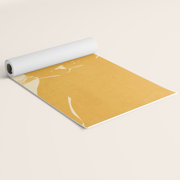Minimalist Yellow Cat Yoga Mat Gallery Image 2