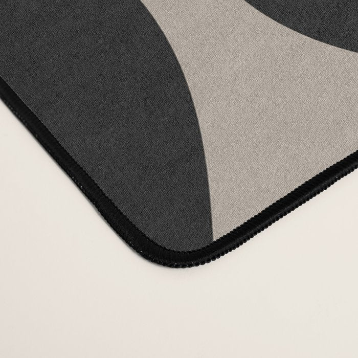 This Must Be The Place - 70s, Vintage, Retro, Abstract Pattern (Black & Beige) Desk Mat Gallery Image 4