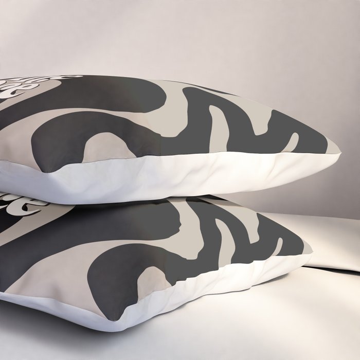 This Must Be The Place - 70s, Vintage, Retro, Abstract Pattern (Black & Beige) Pillow Sham Gallery Image 3