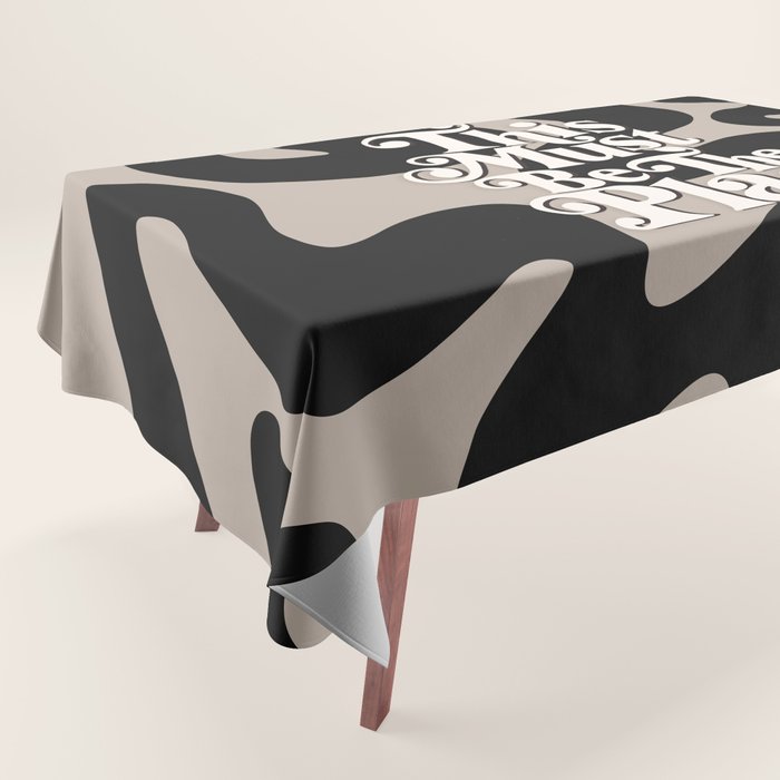 This Must Be The Place - 70s, Vintage, Retro, Abstract Pattern (Black & Beige) Tablecloth Gallery Image 1