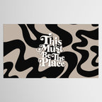 This Must Be The Place - 70s, Vintage, Retro, Abstract Pattern (Black & Beige) Tablecloth Gallery Image 2