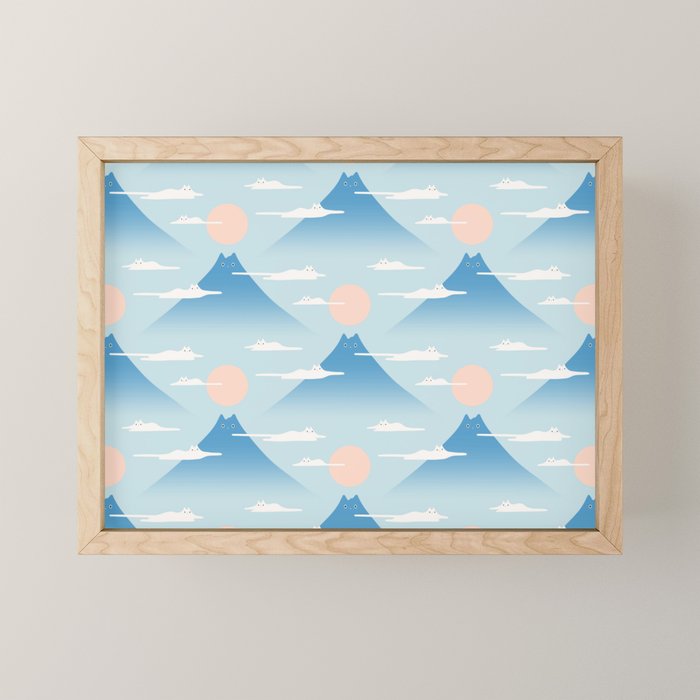 Cat Mountain Cloud pattern 1 Mini Art Print Gallery Image 1