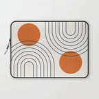 Mid Century Modern Geometric 88 in Navy Blue and Orange (Rainbow and Sun Abstraction) Laptop Sleeve Gallery Image 1