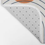 Mid Century Modern Geometric 88 in Navy Blue and Orange (Rainbow and Sun Abstraction) Bath Mat Gallery Image 2