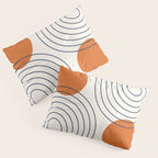 Mid Century Modern Geometric 88 in Navy Blue and Orange (Rainbow and Sun Abstraction) Pillow Sham Gallery Image 3