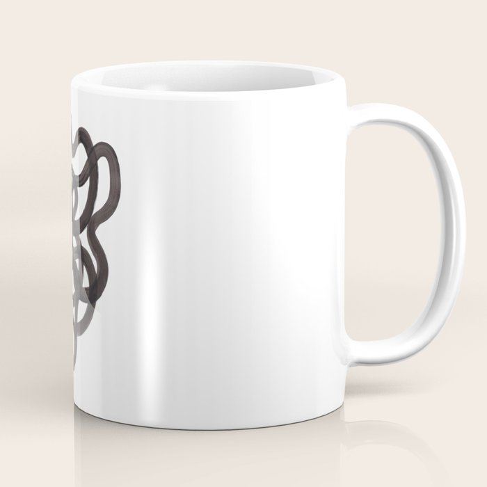 'Ink Memories' Minimalist Ink Line Drawing Abstract Black Brush Strokes Modern Funky Maze by Ejaaz Haniff Coffee Mug Gallery Image 1