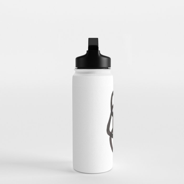 'Ink Memories' Minimalist Ink Line Drawing Abstract Black Brush Strokes Modern Funky Maze by Ejaaz Haniff Water Bottle Gallery Image 3
