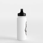 'Ink Memories' Minimalist Ink Line Drawing Abstract Black Brush Strokes Modern Funky Maze by Ejaaz Haniff Water Bottle Gallery Image 3