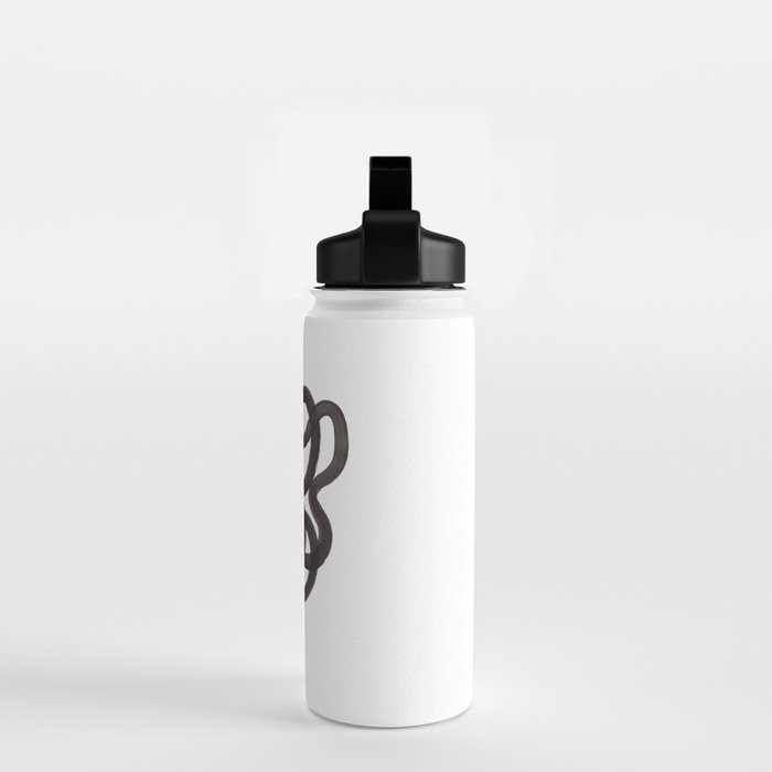 'Ink Memories' Minimalist Ink Line Drawing Abstract Black Brush Strokes Modern Funky Maze by Ejaaz Haniff Water Bottle Gallery Image 2