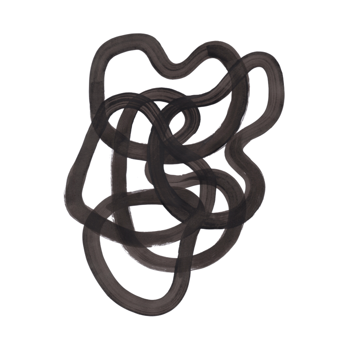 'Ink Memories' Minimalist Ink Line Drawing Abstract Black Brush Strokes Modern Funky Maze by Ejaaz Haniff Coffee Mug Gallery Image 2