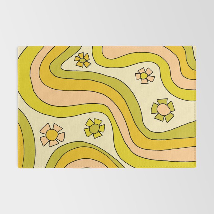 groovy rainbow flower power wallpaper vibes Rug Gallery Image 2
