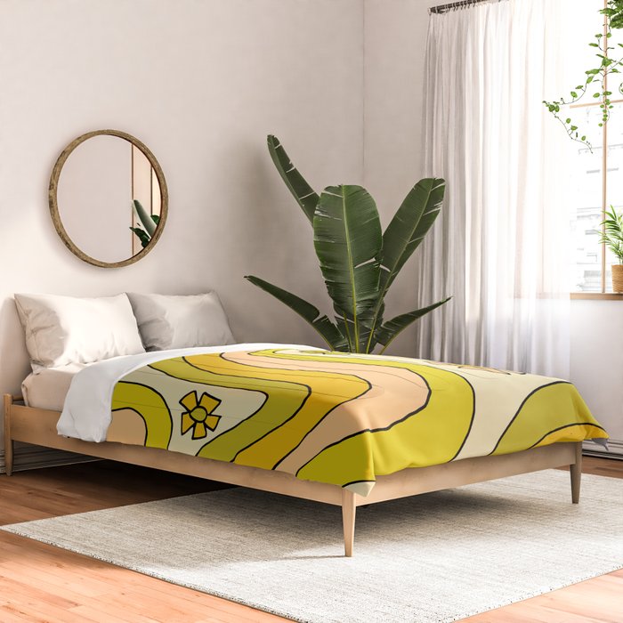 groovy rainbow flower power wallpaper vibes Comforter Gallery Image 2