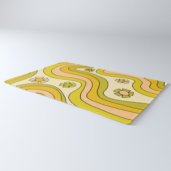 groovy rainbow flower power wallpaper vibes Rug Gallery Image 3