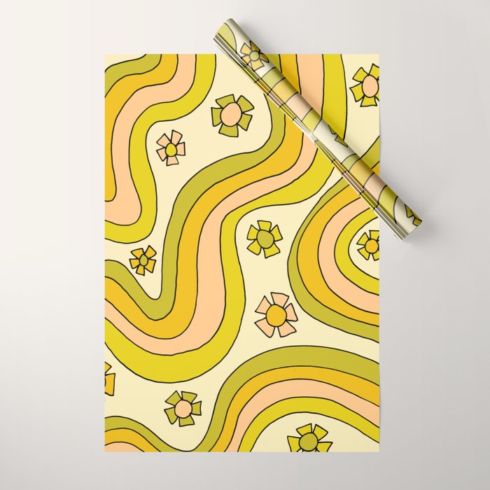 groovy rainbow flower power wallpaper vibes Wrapping Paper Gallery Image 1