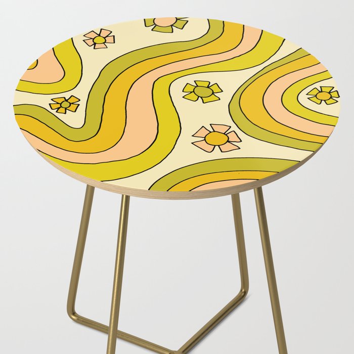 groovy rainbow flower power wallpaper vibes Side Table Gallery Image 2