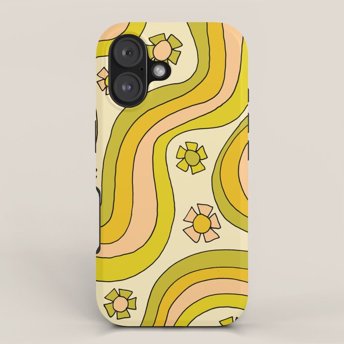 groovy rainbow flower power wallpaper vibes iPhone Case Gallery Image 1