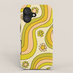 groovy rainbow flower power wallpaper vibes iPhone Case Gallery Image 1