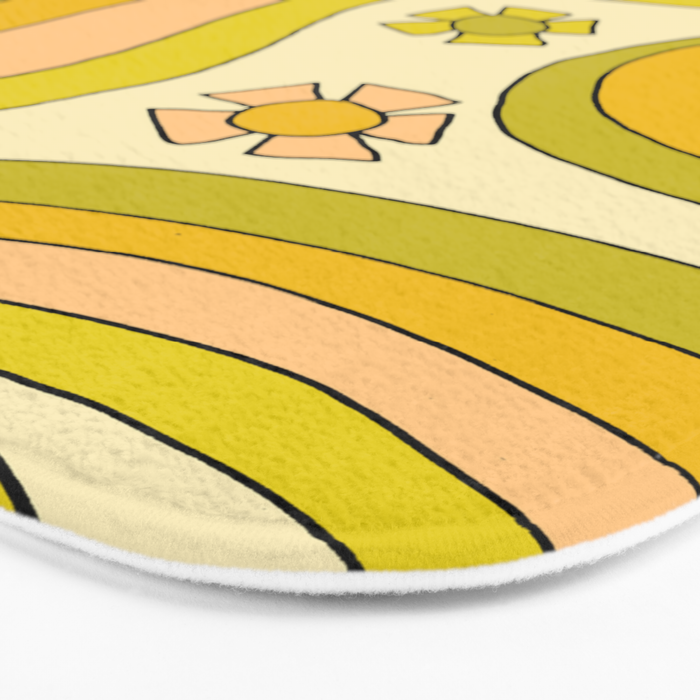 groovy rainbow flower power wallpaper vibes Bath Mat Gallery Image 3