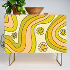 groovy rainbow flower power wallpaper vibes Credenza Gallery Image 1