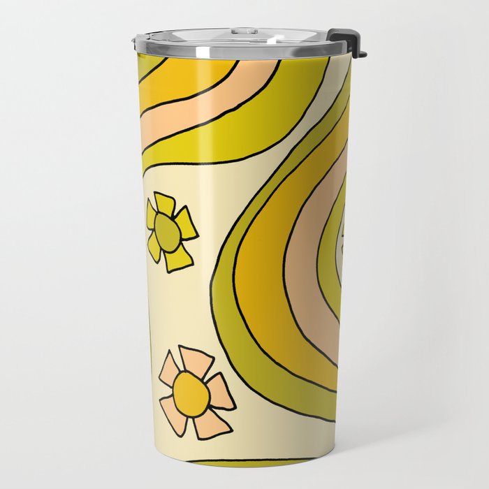 groovy rainbow flower power wallpaper vibes Travel Mug Gallery Image 2