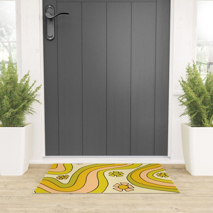 groovy rainbow flower power wallpaper vibes Welcome Mat Gallery Image 3