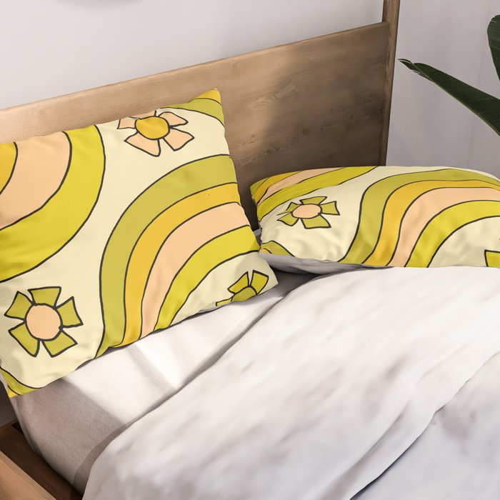 groovy rainbow flower power wallpaper vibes Pillow Sham Gallery Image 2