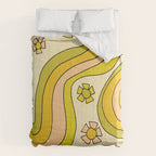 groovy rainbow flower power wallpaper vibes Comforter Gallery Image 6
