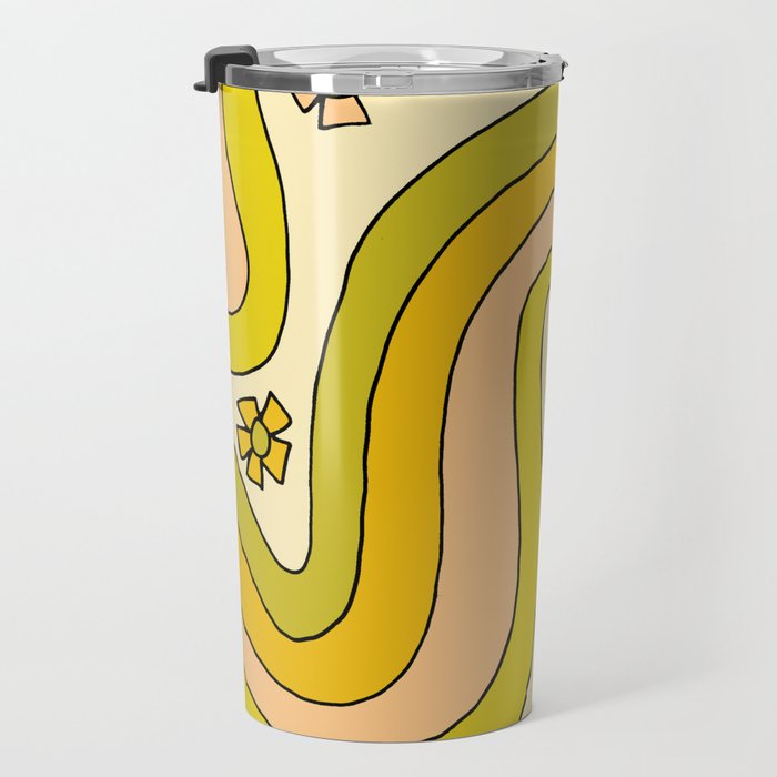 groovy rainbow flower power wallpaper vibes Travel Mug Gallery Image 3