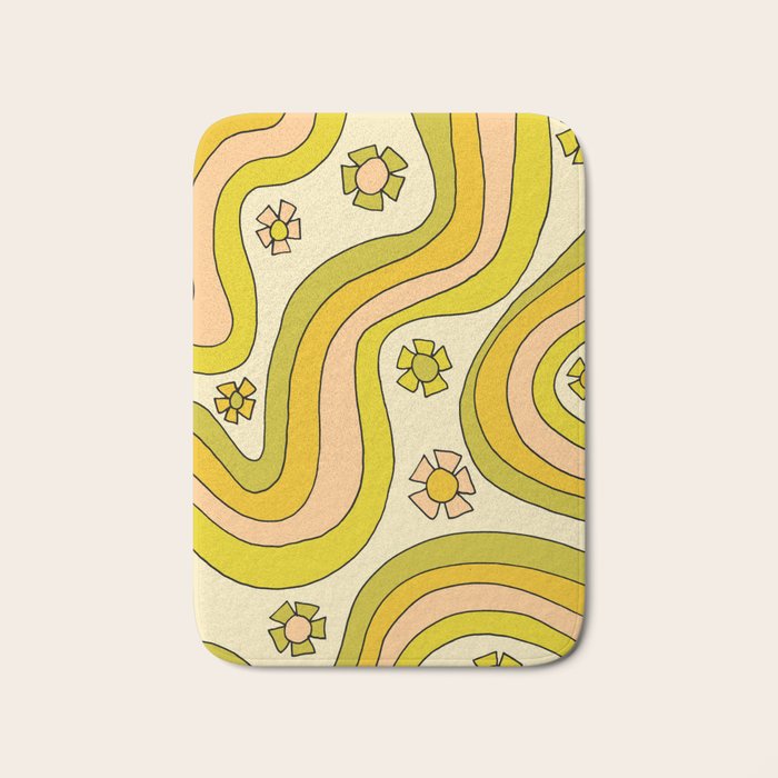 groovy rainbow flower power wallpaper vibes Bath Mat Gallery Image 1
